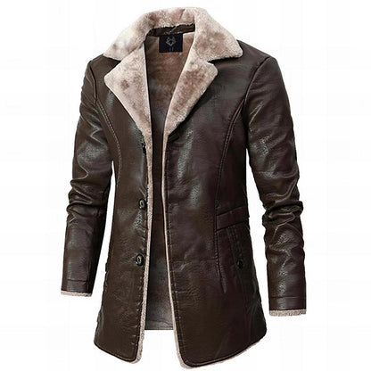 men's brown leather jacket with sherpa lining
