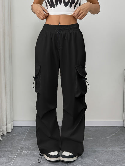 Aimee | Wide Leg Cargo Pocket Drawstring Pants
