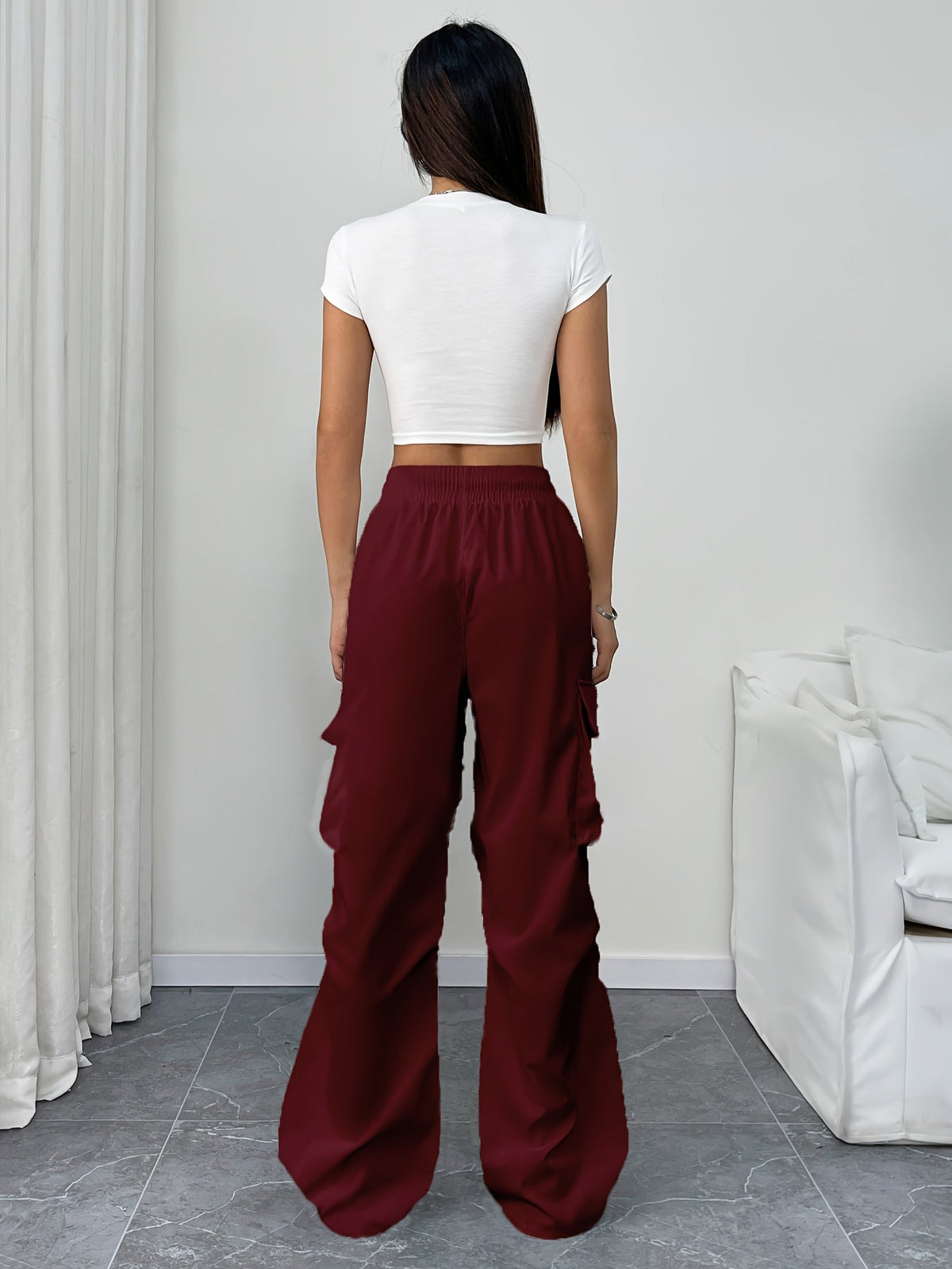 Aimee | Wide Leg Cargo Pocket Drawstring Pants