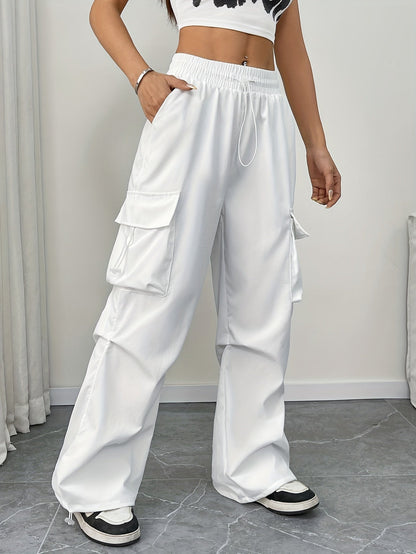 Aimee | Wide Leg Cargo Pocket Drawstring Pants