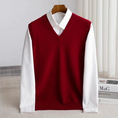 Archer | Men's Merino Wool V-Neck Sweater Vest Layering Knit