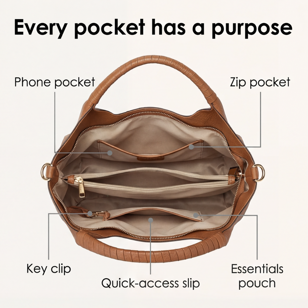 Women's Hobo Bag | Multi-Pocket & Three Ways to Carry 6