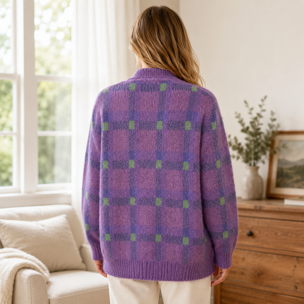 Women's Oversized Cardigan | Structured Collar & Button Front 2