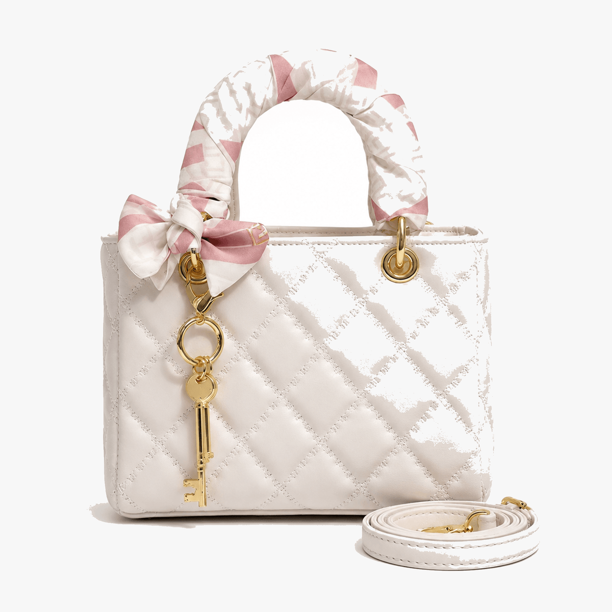 Women's Quilted Handbag | Scarf Handles & Crossbody Strap 14