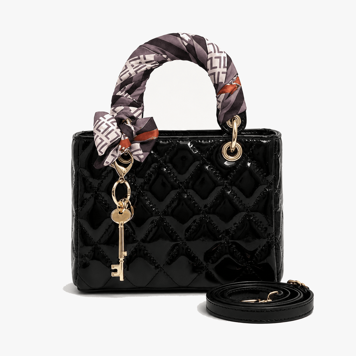 Women's Quilted Handbag | Scarf Handles & Crossbody Strap 15
