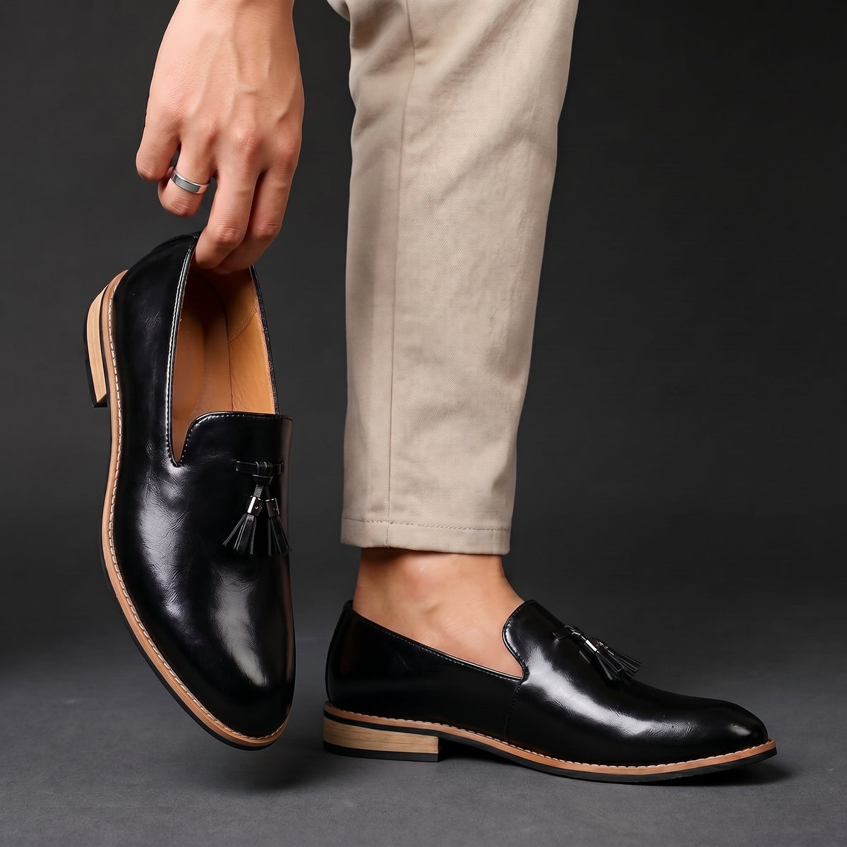 Men's Tassel Loafers Slip On Dress Shoes Cushioned Sole 4