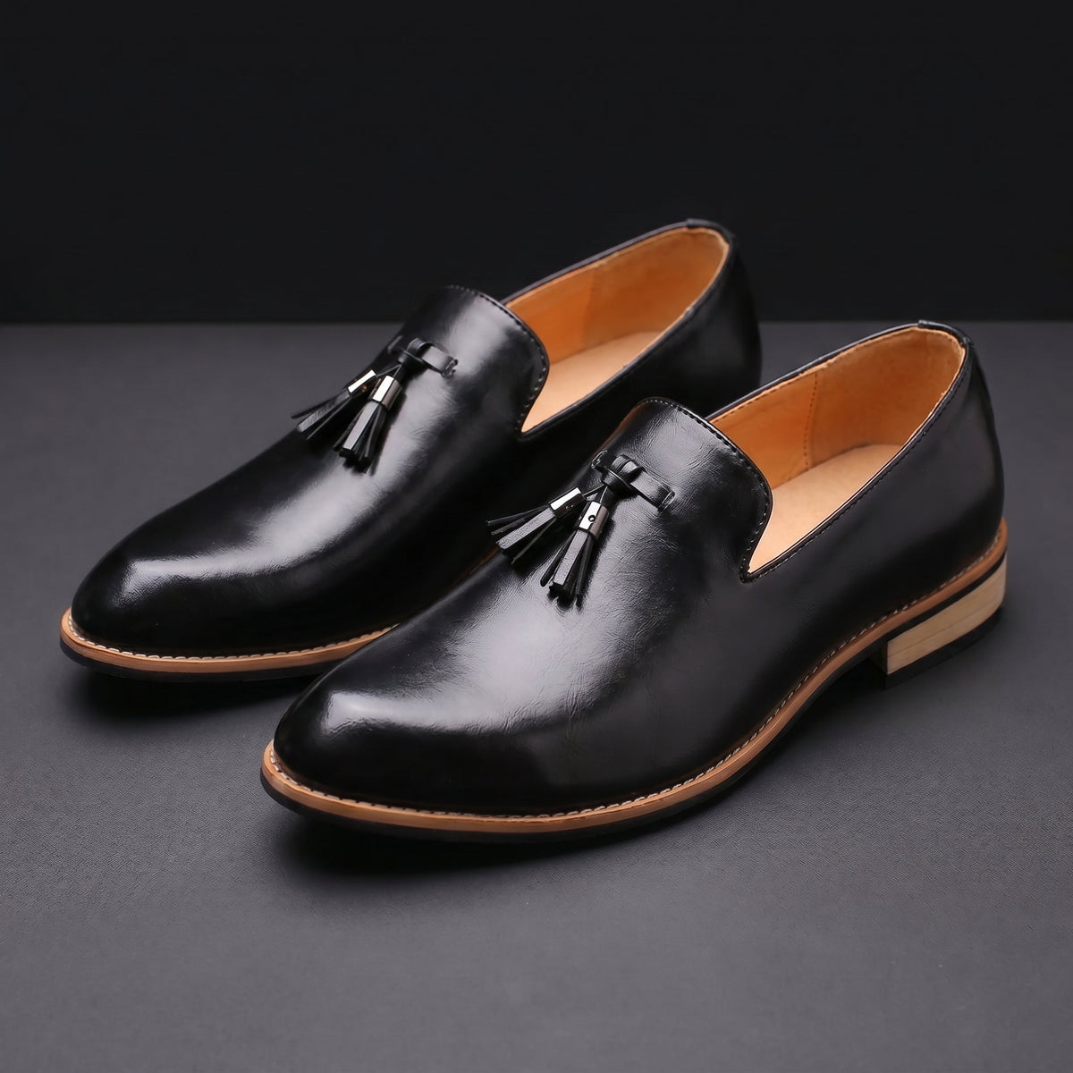 Men's Tassel Loafers Slip On Dress Shoes Cushioned Sole 3