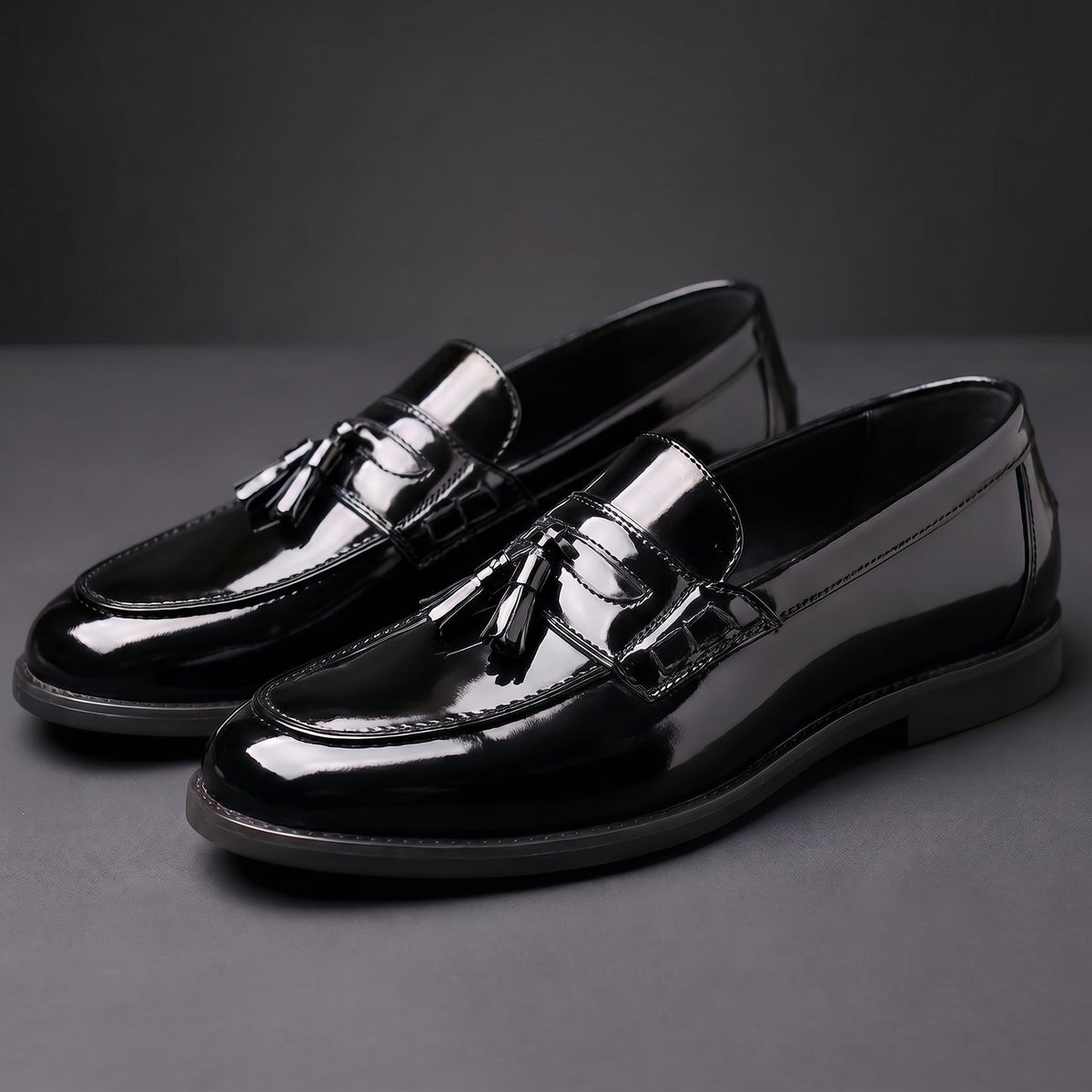 Men's Patent Tassel Loafers Cushioned Sole Dress Shoes 5