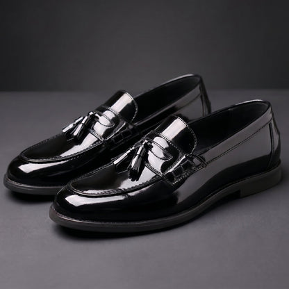 Men's Patent Tassel Loafers Cushioned Sole Dress Shoes 5