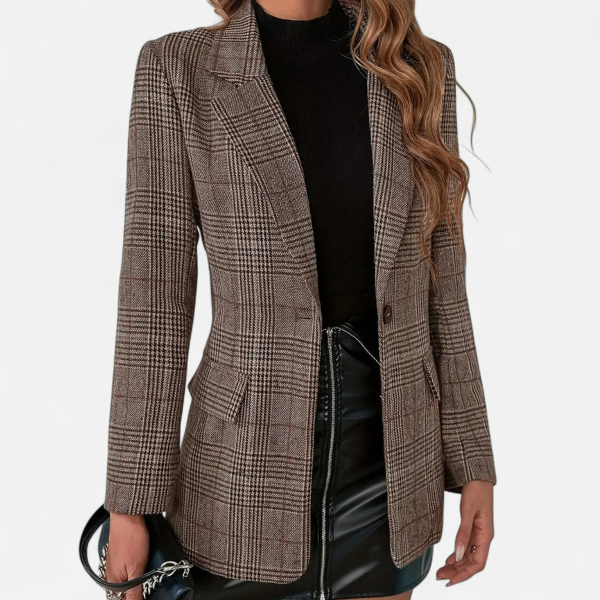 Blazer à carreaux coupe structurée pour femme