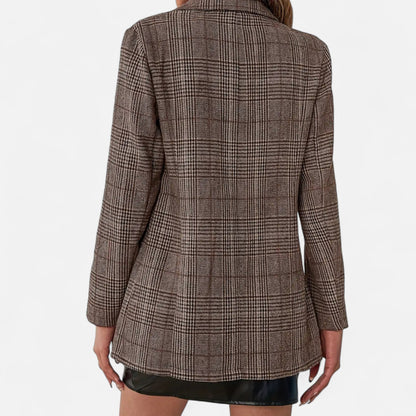 Blazer à carreaux coupe structurée pour femme – vue 3