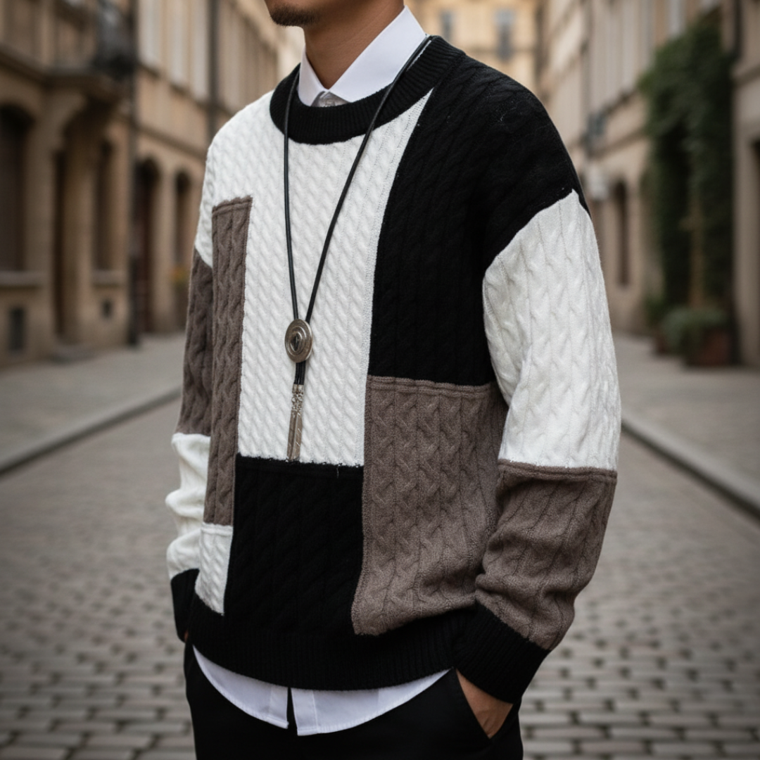 Men's Sweater | Geometric Print & Warm Fit 1