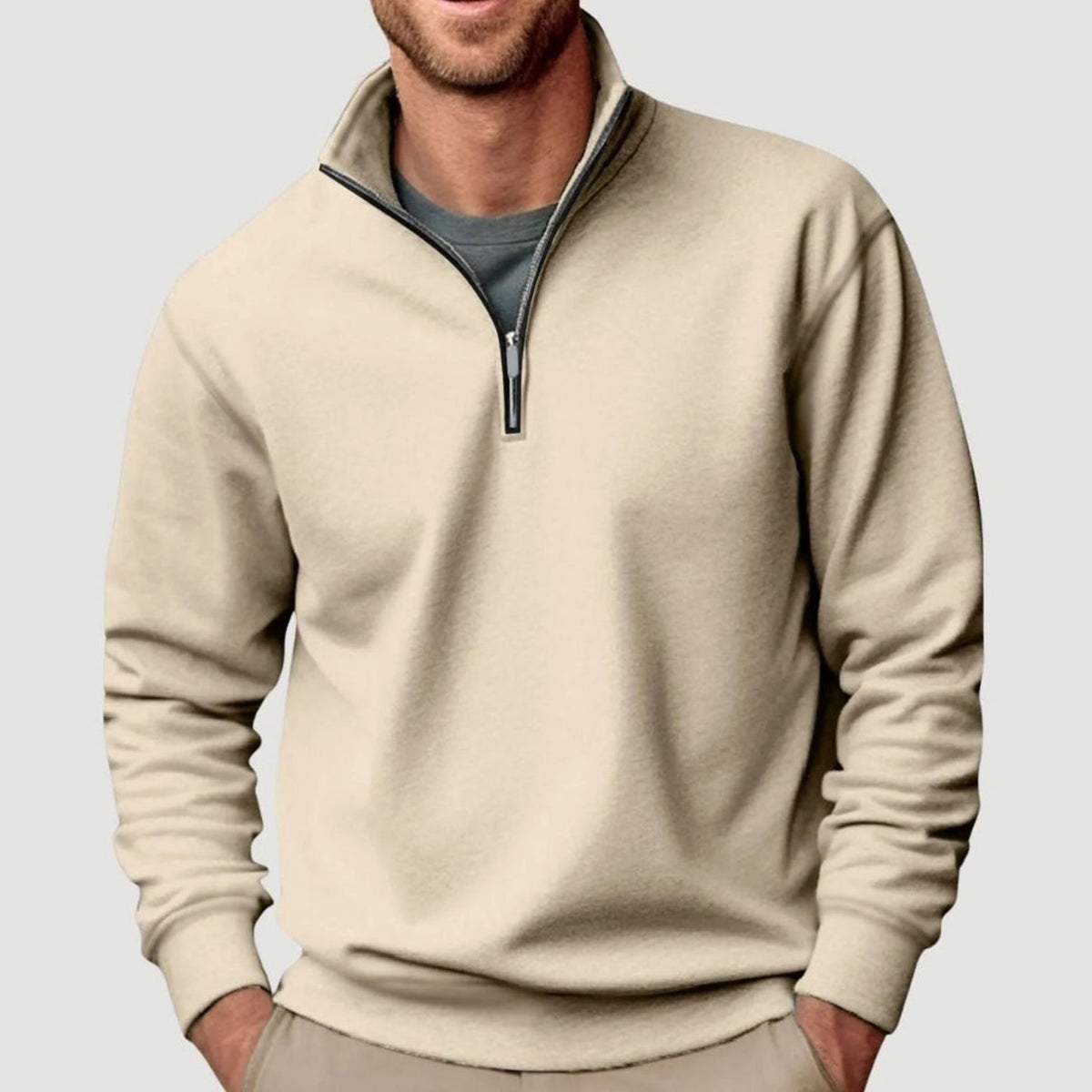 Bradley | Men's Quarter-Zip Collar Sweatshirt Relaxed-Fit Pullover