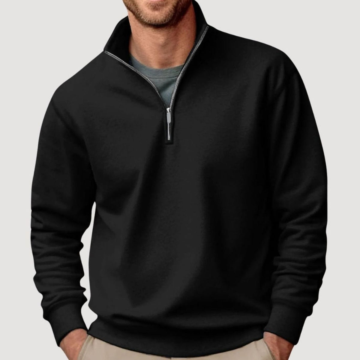 Bradley | Men's Quarter-Zip Collar Sweatshirt Relaxed-Fit Pullover