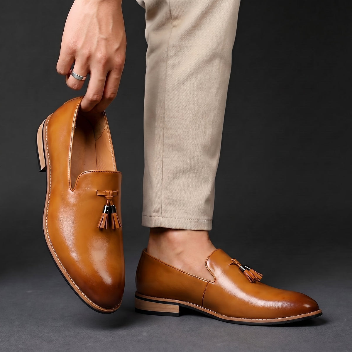 Men's Tassel Loafers Slip On Dress Shoes Cushioned Sole 6