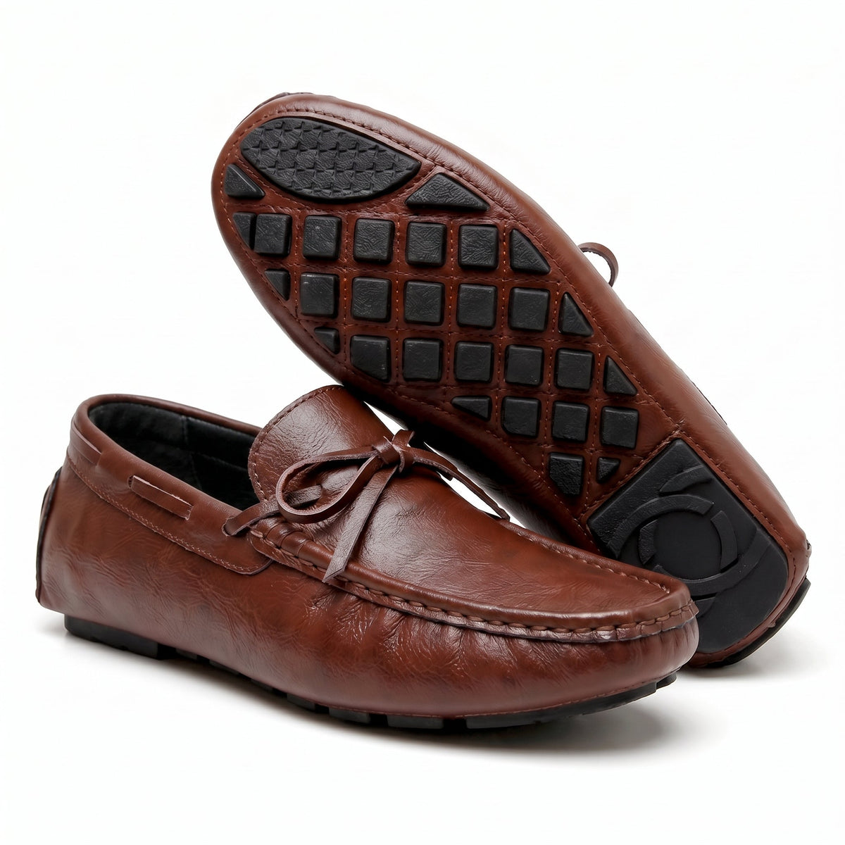 Men's Driving Loafers Hand Stitched Pebbled Sole Slip Ons 1