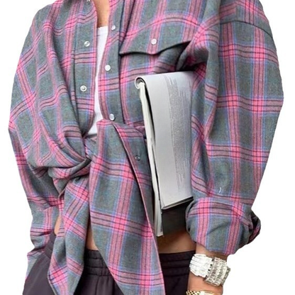 Women's Plaid Flannel Shirt | Oversized Fit for Autumn 8