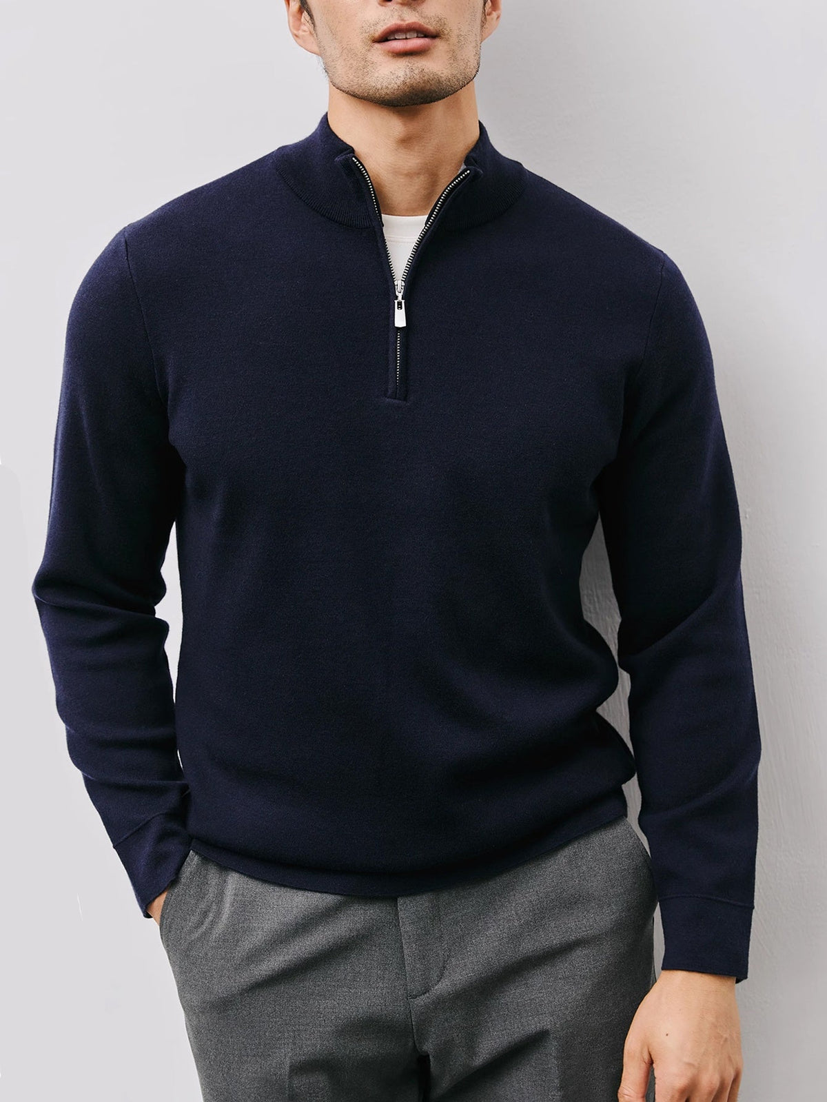 Men's Quarter Zip Sweater | Stand Collar & Lightweight Warmth 10