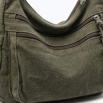 Women's Canvas Hobo Bag | 6 Pockets & Lightweight 6