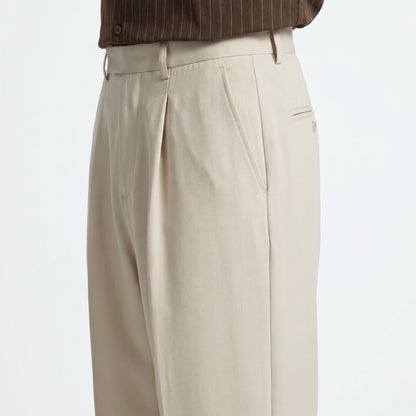 Caspian – Men's Straight-Leg Suit Trousers - Pants - Khaki - Davies & Cooper