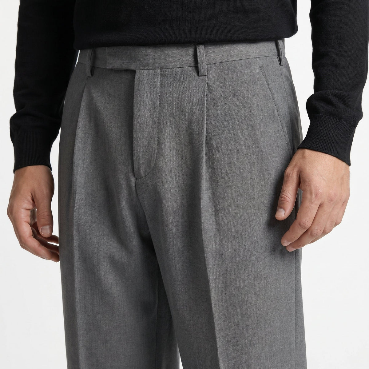 Caspian – Men's Straight-Leg Suit Trousers - Pants - Dark grey - Davies & Cooper