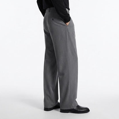 Caspian – Men's Straight-Leg Suit Trousers - Pants - Dark grey - Davies & Cooper