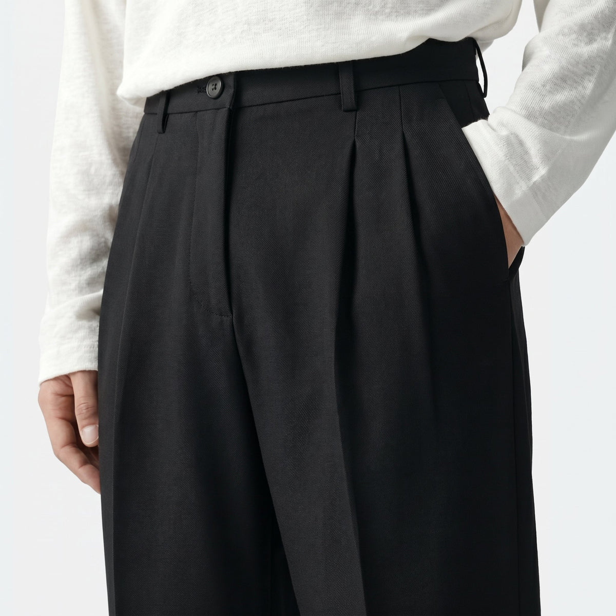 Caspian – Men's Straight-Leg Suit Trousers - Pants - Black - Davies & Cooper