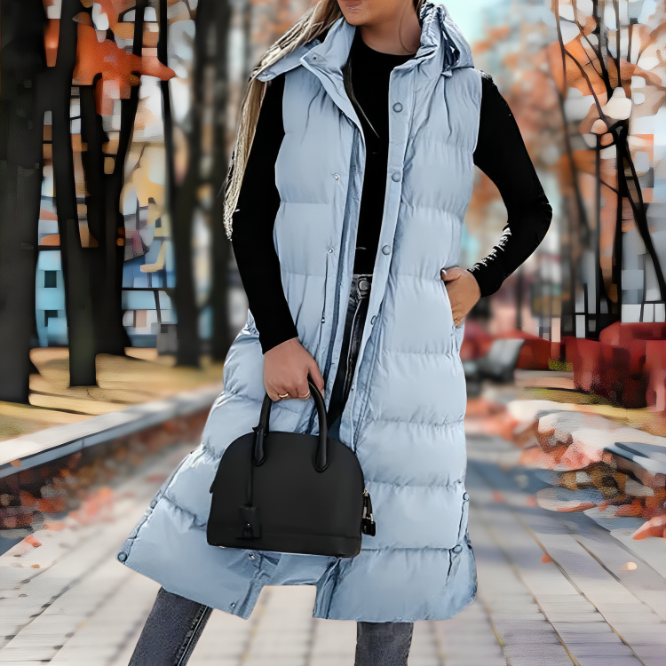 Women's Long Sleeveless Puffer Jacket | Windproof & Warm 4