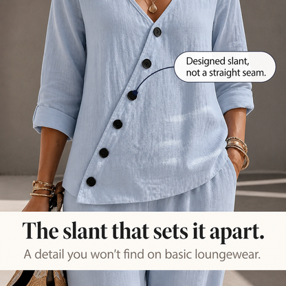 Women's Button Top & Wide Leg Trouser Set | Matching Two-Piece & All-Day Comfort 6