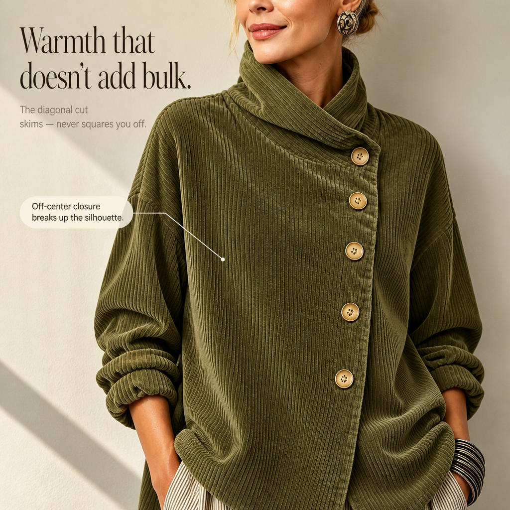 Women's Funnel Neck Top | Asymmetric Placket Design 8