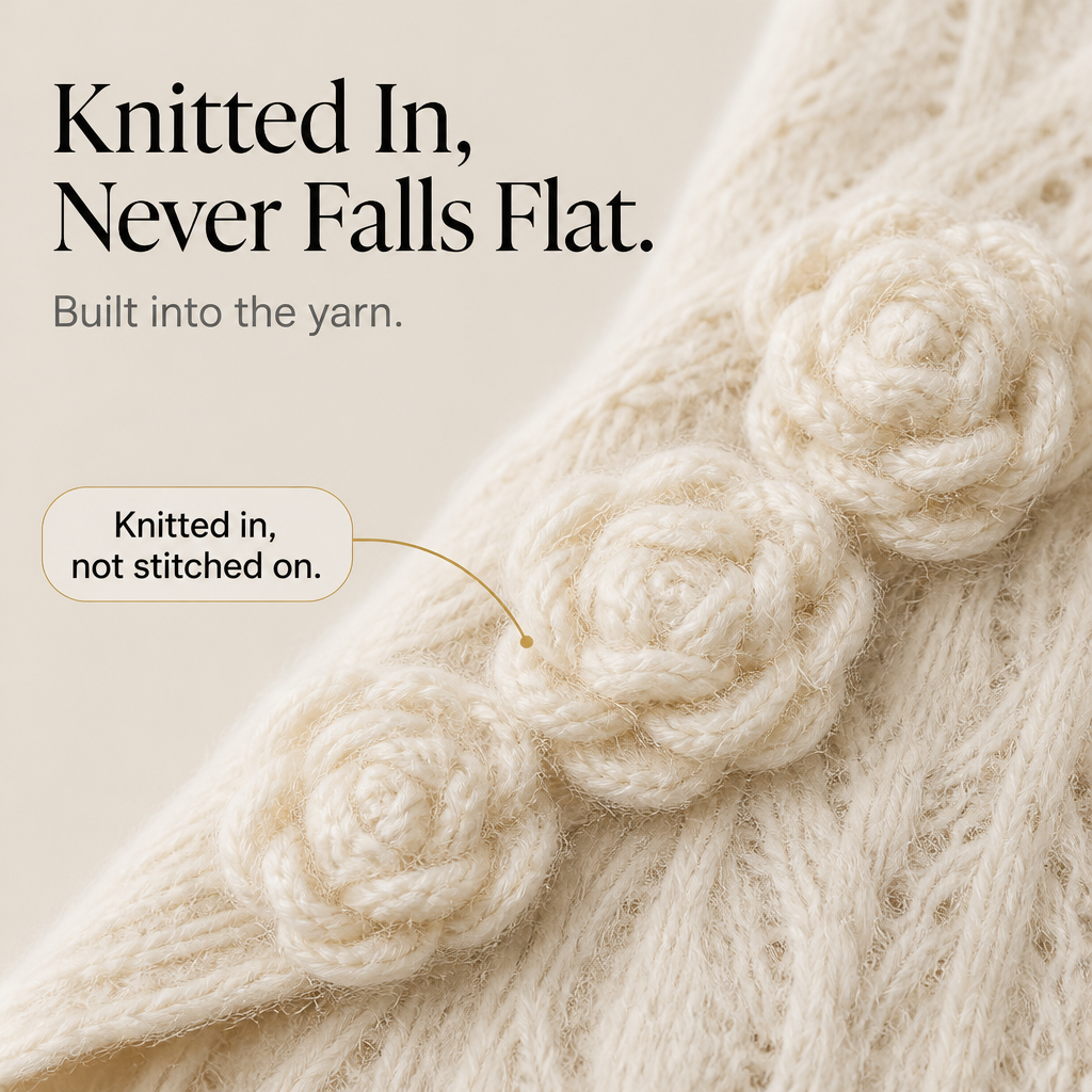 Women's Floral Lapel Cardigan | Knitted-In Detail 7