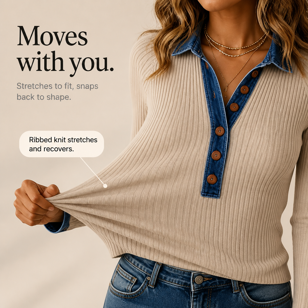 Women's Knit Top | Collar & Ribbed Knit 6