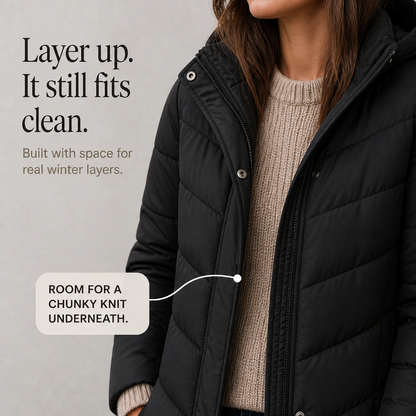Women's Longline Puffer Coat | Windproof & Warm 9