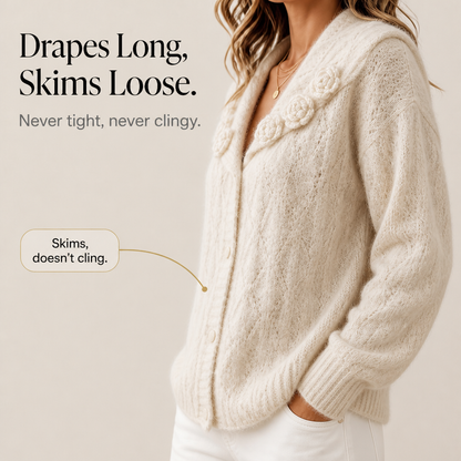 Women's Floral Lapel Cardigan | Knitted-In Detail 9