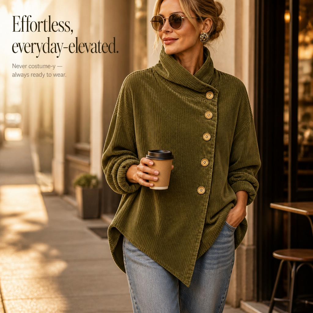 Women's Funnel Neck Top | Asymmetric Placket Design 10