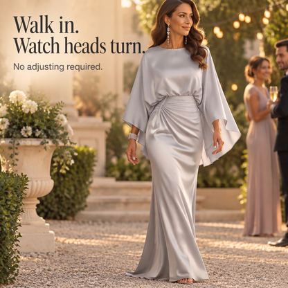 Women's Maxi Gown | Batwing Sleeves & Ruched Waist 7