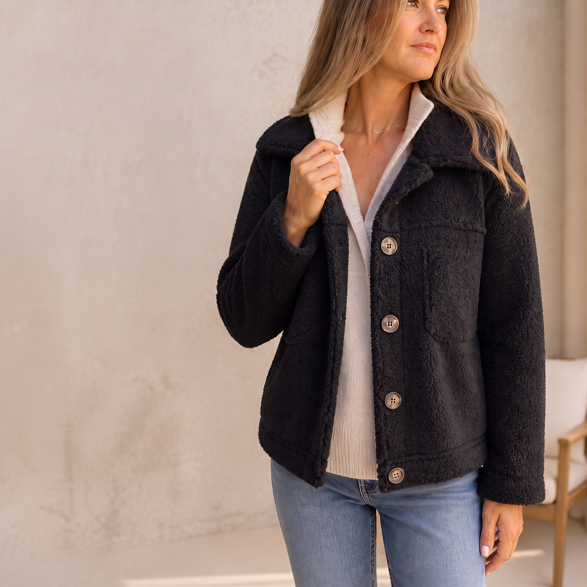 Women's Faux-Fur Button-Front Jacket | Warm & Lightweight 6
