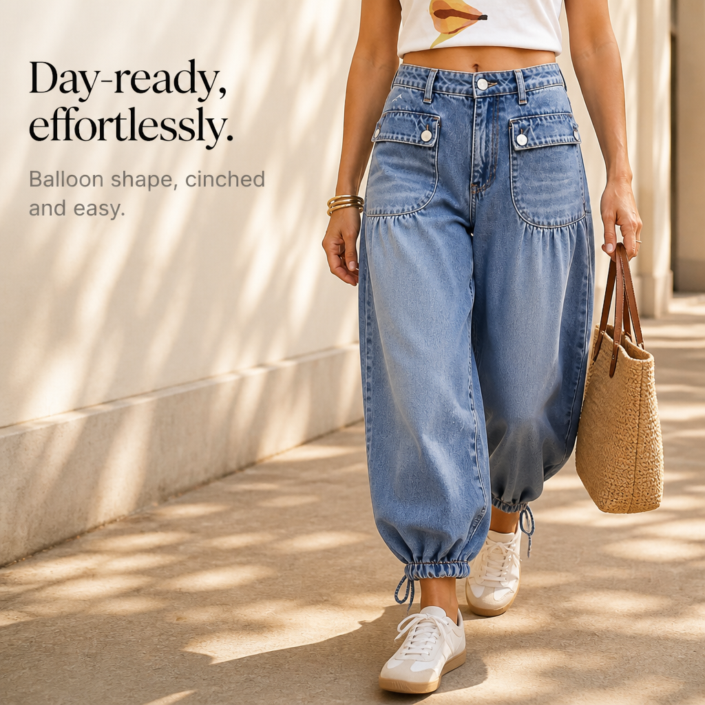 Women's Wide-Leg Jeans | Drawstring Balloon Shape 10