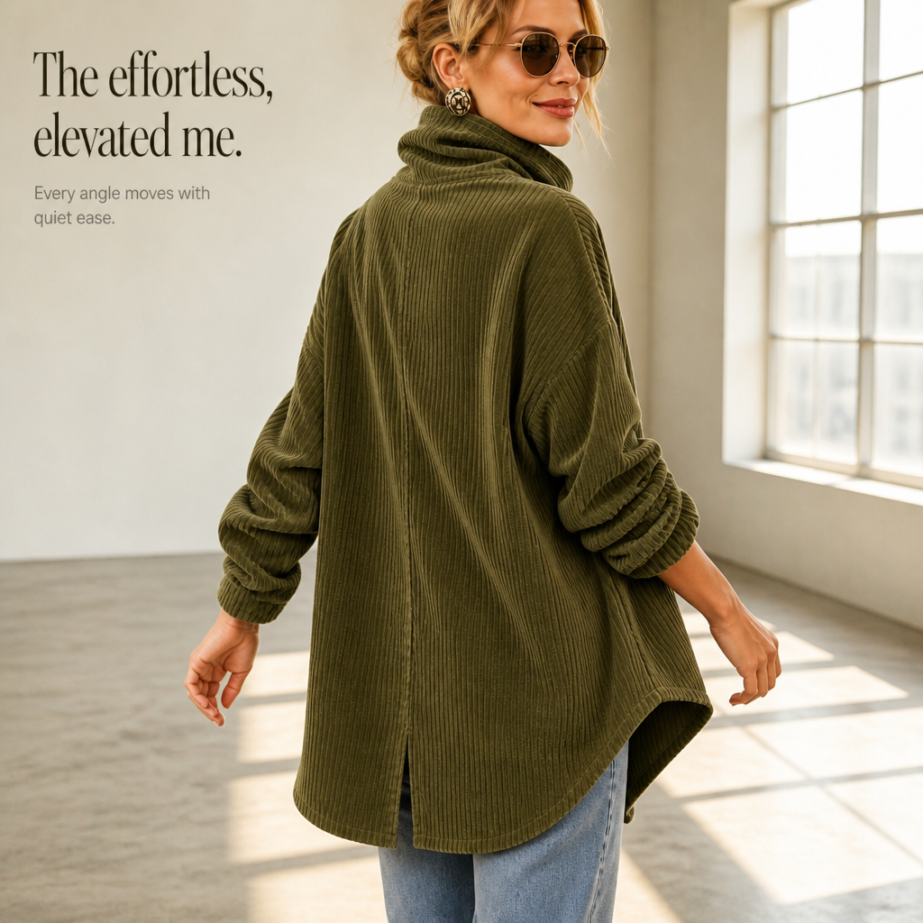 Women's Funnel Neck Top | Asymmetric Placket Design 11