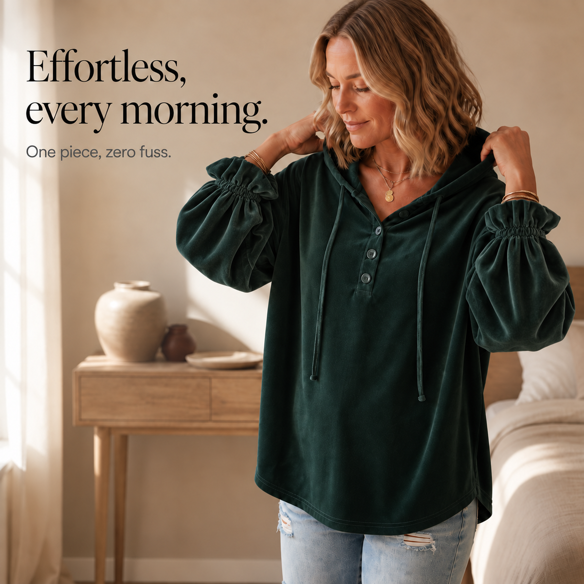 Women's Lantern Sleeve Hoodie | Relaxed Fit & Ruffled Cuff 9