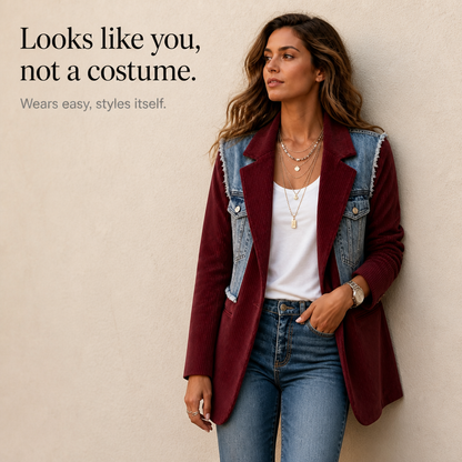 Women's Panel Blazer | Two Fabrics, One Easy Layer 9
