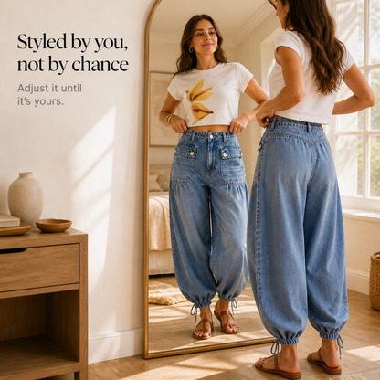 Women's Wide-Leg Jeans | Drawstring Balloon Shape 11