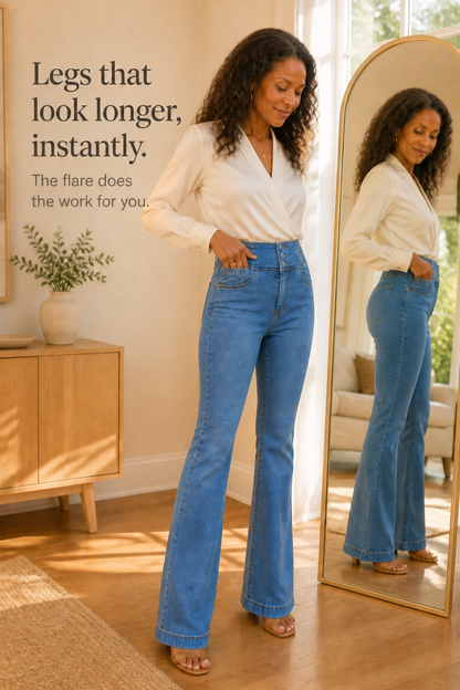 Women's High-Waisted Flare Jeans | Stretch Comfort & Longer-Leg Fit 11