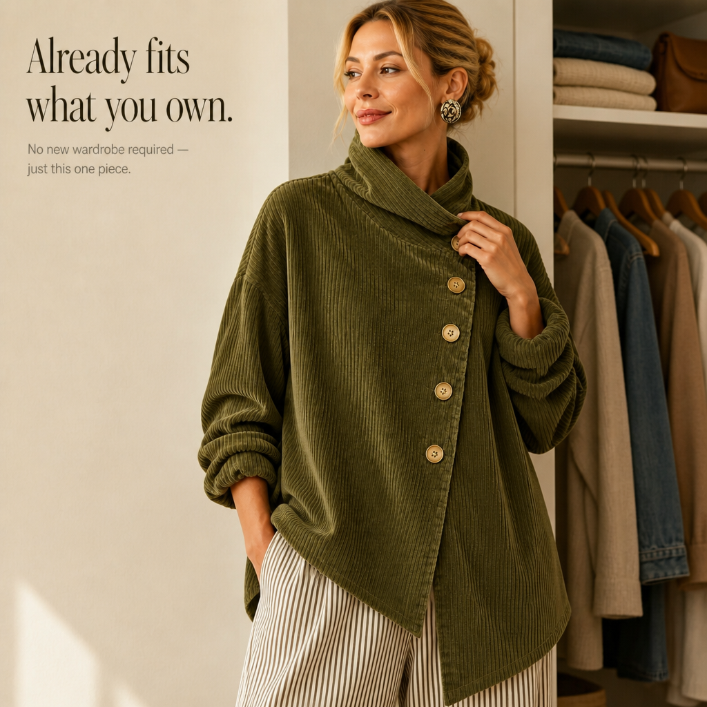 Women's Funnel Neck Top | Asymmetric Placket Design 13