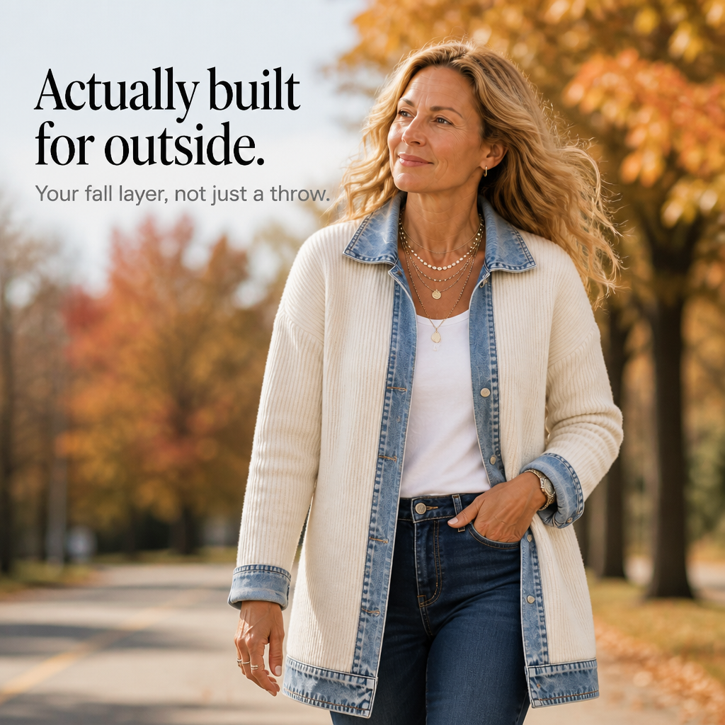 Women's Ribbed Knit Coat | Structured Panels 9