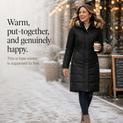Women's Longline Puffer Coat | Windproof & Warm 12
