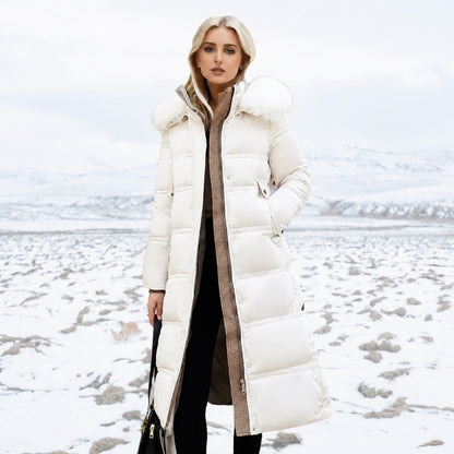 Charlotte - Women's Longline Belted Parka with Faux Fur Hood - Parkas - Light Blue - Davies & Cooper