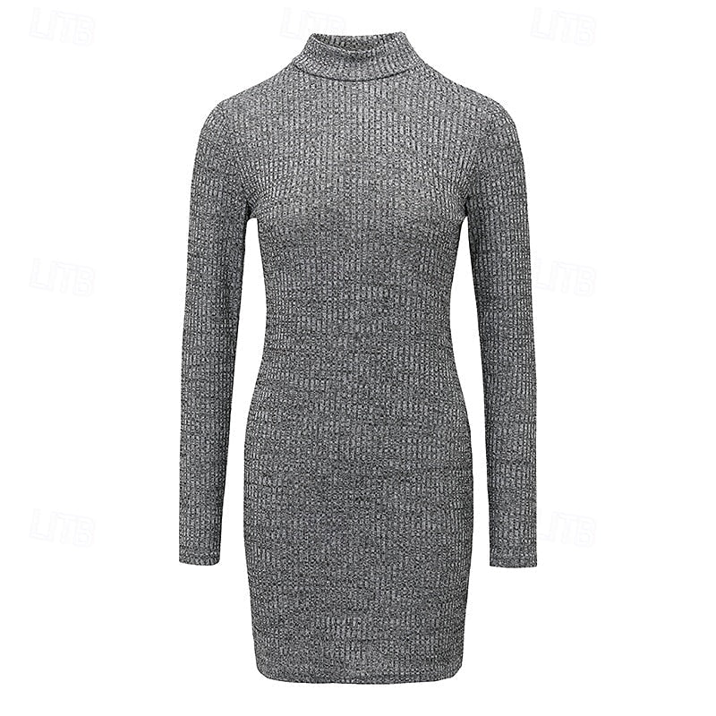 Adelaide™ | Women's Ribbed Turtleneck Sweater Dress