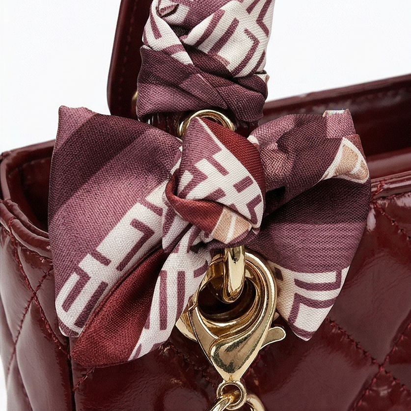 Women's Quilted Handbag | Scarf Handles & Crossbody Strap 11