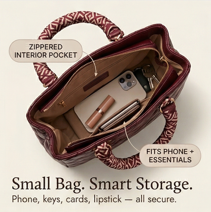 Women's Quilted Handbag | Scarf Handles & Crossbody Strap 8